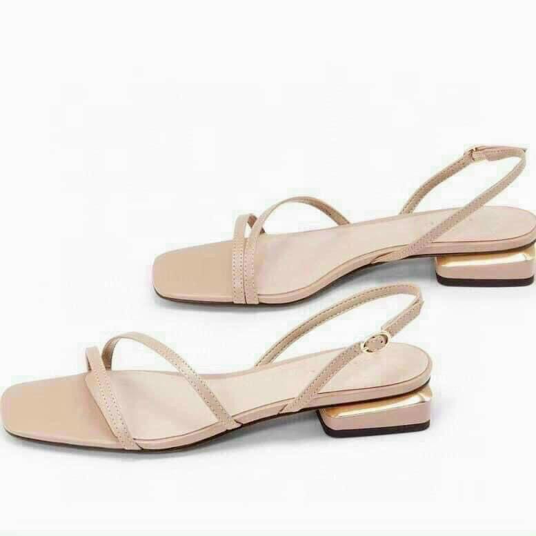 Giày sandal nữ đế bằng 2cm phối quai chéo êm chân