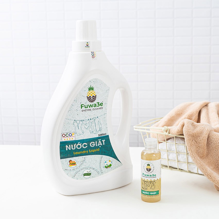 Nước giặt hữu cơ Fuwa3e organic 3L giặt quần áo, đồ lót, chất tẩy rửa sinh học Fuwa an toàn cho bé bảo vệ da tay FW002B