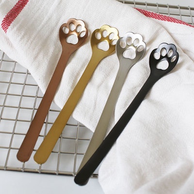 Thìa Cà Phê Bằng Thép Không Gỉ 304 Thiết Kế Hình Bàn Chân Mèo Dễ Thương Đáng Yêu Chất Lượng Cao