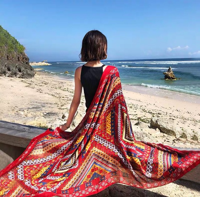 Khăn choàng thổ cẩm boho khăn choàng du lịch biển