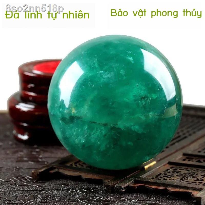 ⊕  8so2nn518pĐồ trang trí quả cầu pha lê màu xanh lá cây tự nhiên đá thô quặng phong thủy xua đuổi tà ma đồ văn