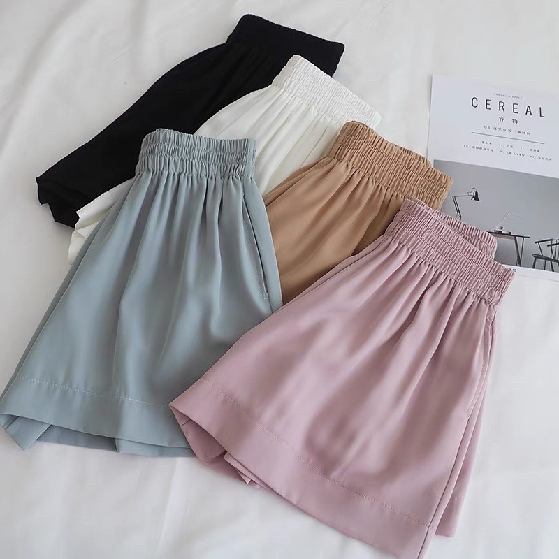 Quần sooc nữ,quần đùi nữ cạp chun nhiều màu chất lụa mềm mại | BigBuy360 - bigbuy360.vn