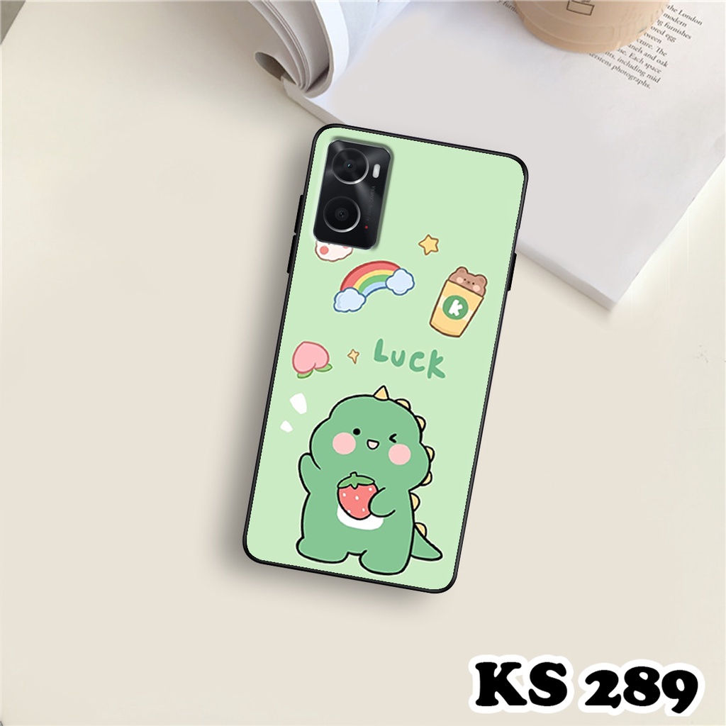 Ốp lưng Oppo A36 - Oppo A76 - Ốp in hình khủng long DinoCute - Lưng nhám viền TPU