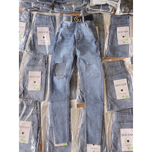 ♨️Quần Jeans Dài Lưng Cao Co Giãn Rách NM