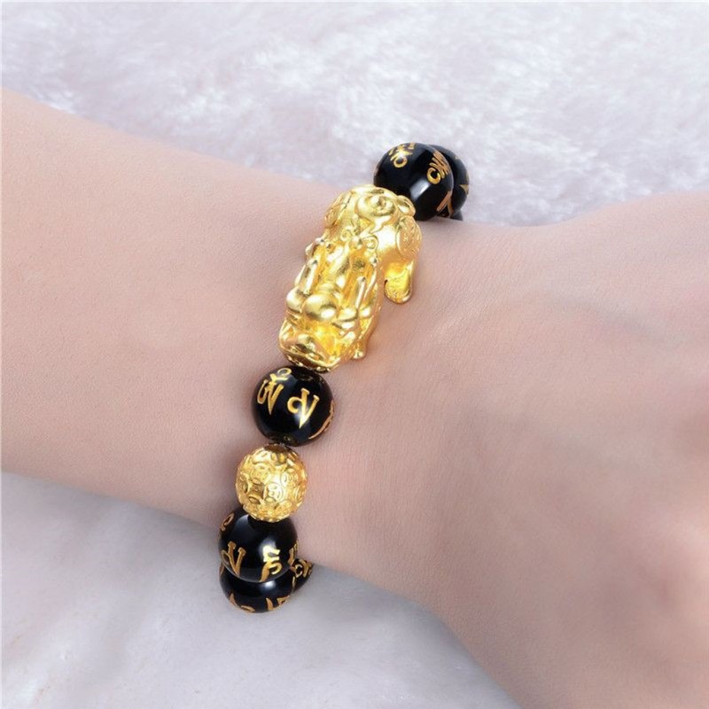 Vòng Tay Dây Da Mặt Tỳ Hưu May Mắn