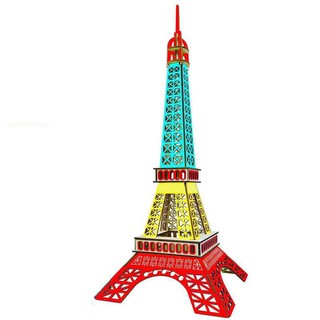 Đồ chơi lắp ráp gỗ 3D Mô hình Tháp Eiffel 3 màu Laser BZQ-032