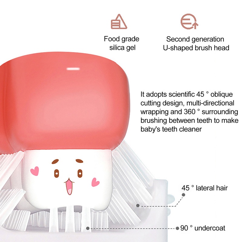 Bàn Chải Đánh Răng Silicon Mềm Hình Chữ U Xoay 360 Độ Cho Bé Từ 2-12 Tuổi