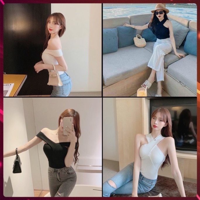 Áo 2 dây kiểu nữ mặc được 2 kiểu chất zip hàng đẹp co và giãn A70 Nội Y Xanh hàng đẹp trendy - nội y xanh