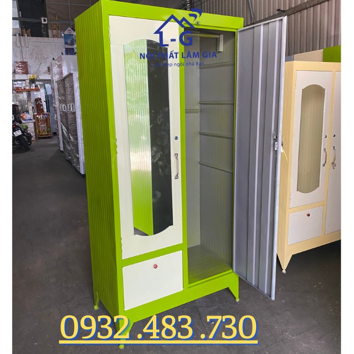 Tủ quần áo sắt sơn dầu cao 1m8 rộng 90cm màu xanh lá cây tại HCM | BigBuy360 - bigbuy360.vn