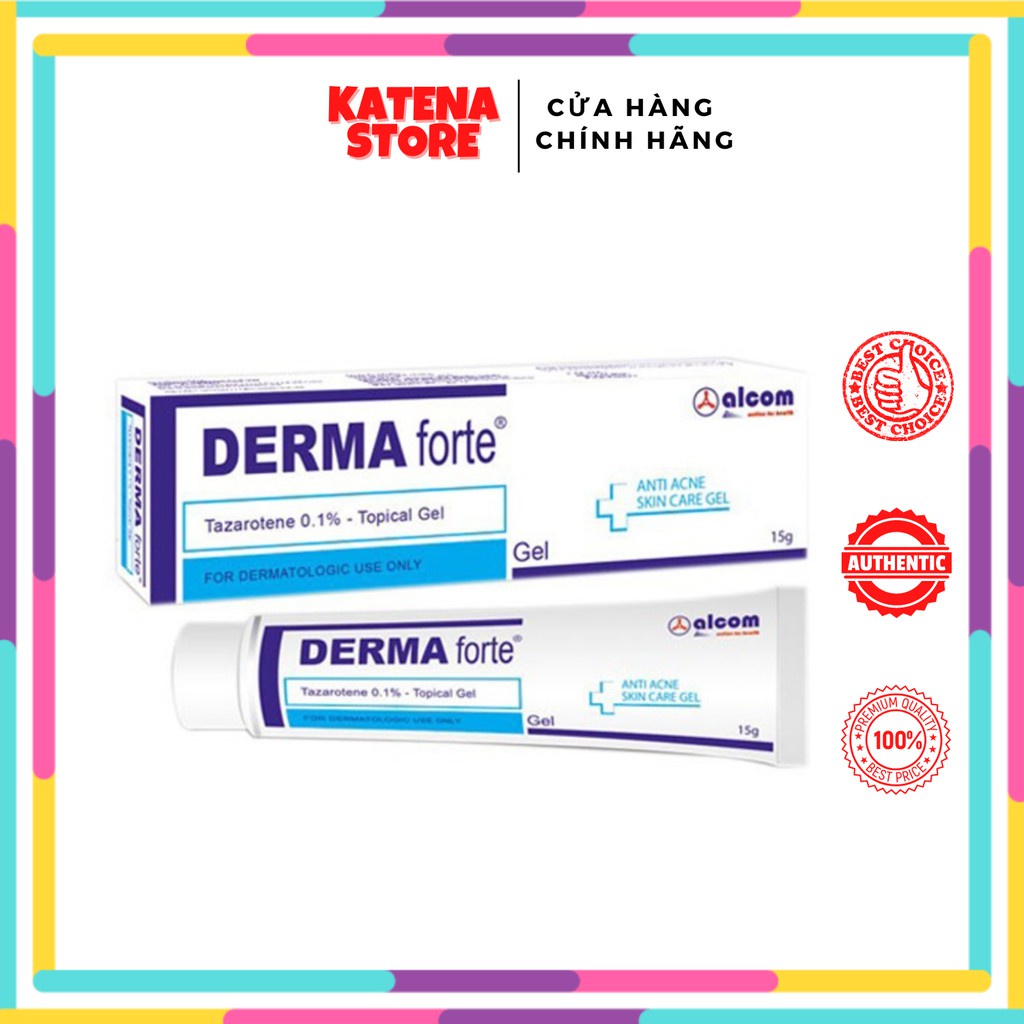 Gel hỗ trợ giảm Mụn Ngừa Thâm Trứng Cá, Mụn Ẩn, Mụn Đầu Đen Derma Forte - tuýp 15g