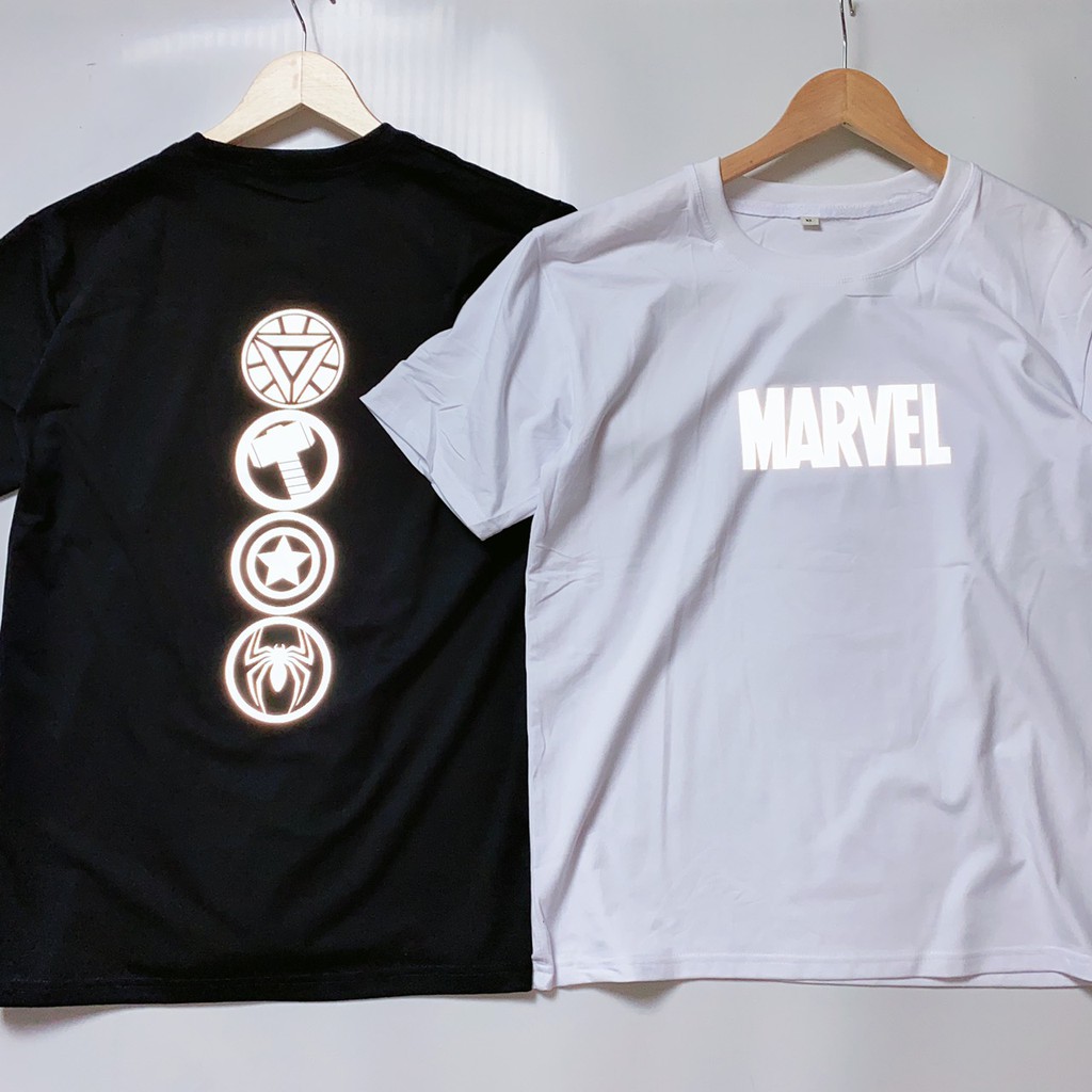 Áo Thun Phản Quang Marvel 4 Logo Cotton 75%,Form Rộng Unisex, Nam Nữ Đẹp Ken T-Shirt.