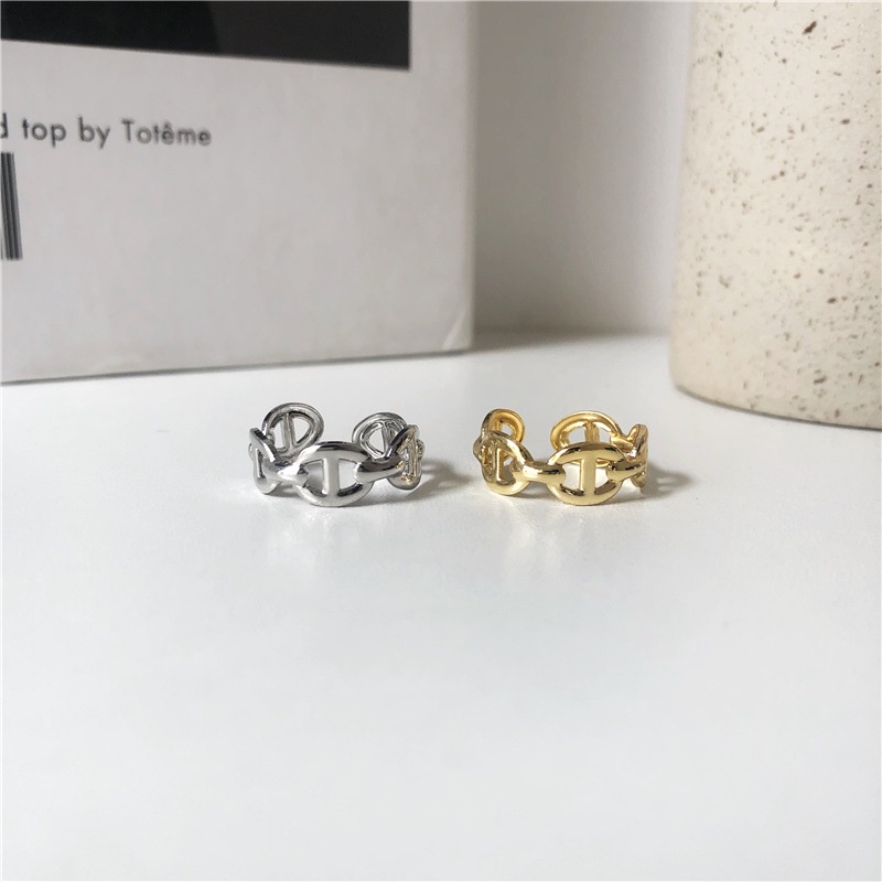 Nhẫn thiết kế hình mũi heo phong cách đơn giản