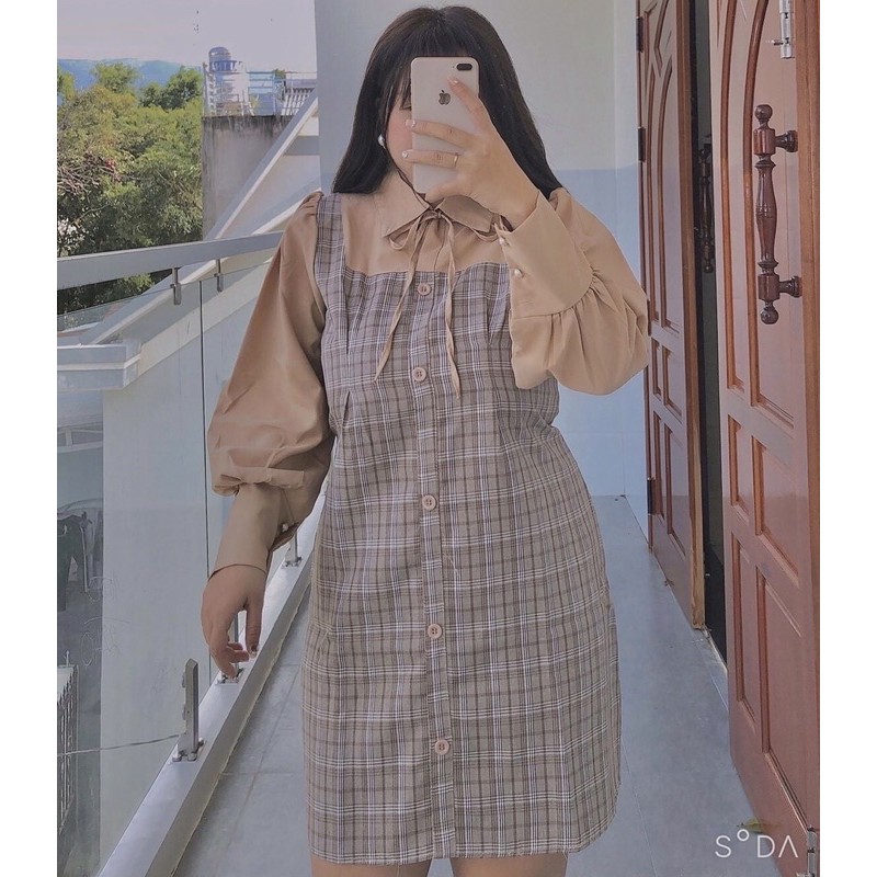 đầm caro yếm bigsize