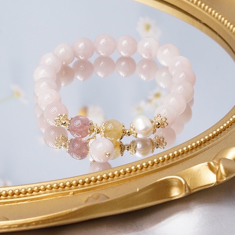 Vòng tay đá hồng phấn 8ly