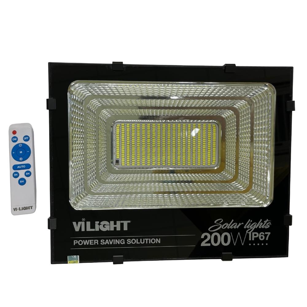 Đèn năng lượng mặt trời 200W Vi-Light VLFL200MT1, Đèn NMLT Solar Light Chip Led USA, Bộ đèn và tấm Pin