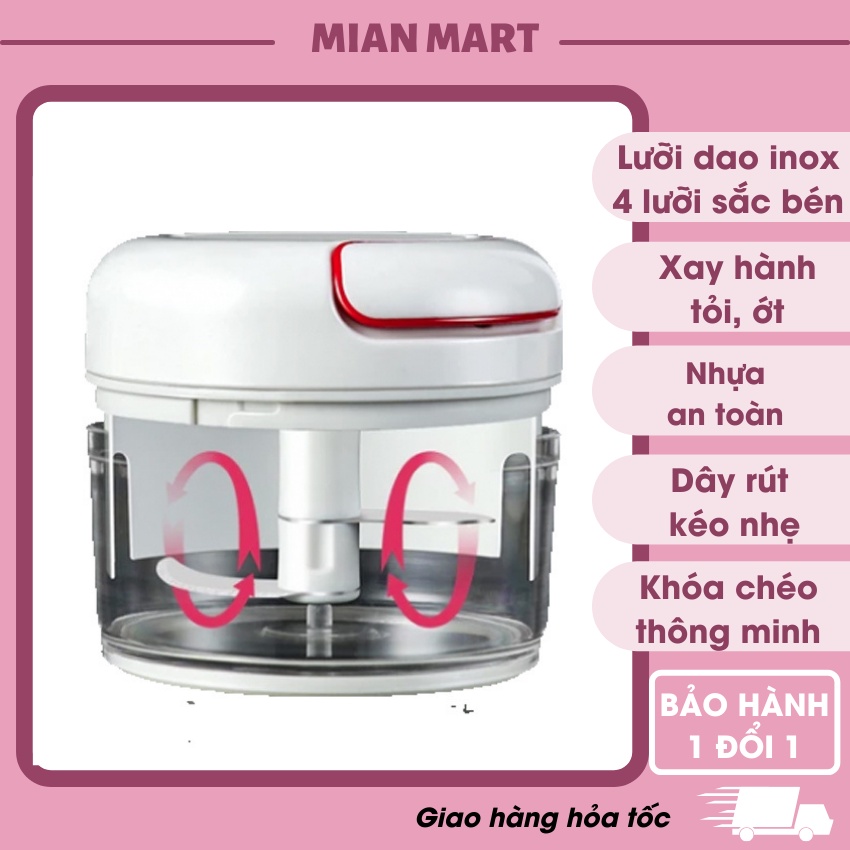 Máy xay tỏi ớt mini bằng tay Mini Food Chopper, xay thịt thực phẩm