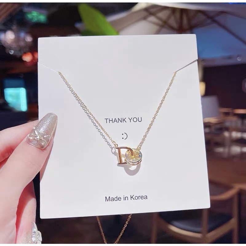 (Titan) N15 Dây Chuyền Nữ Titan Chữ D Vàng Gold Không Gỉ Bền Màu