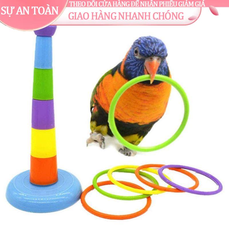 ▬●Set 5 đồ chơi xe đẩy hàng + vòng tròn huấn luyện + ván trượt và quả bóng cho chim vẹt