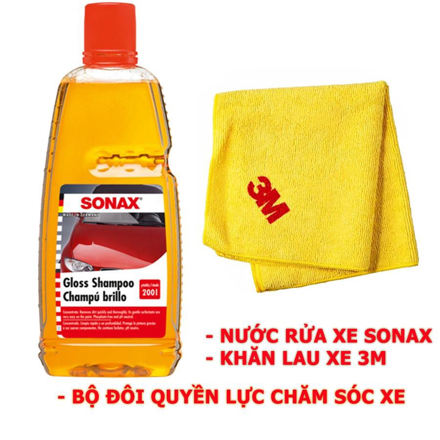 [SIÊU RẺ] BỘ ĐÔI NƯỚC RỬA XE SONAX VÀ KHĂN 3M THẦN THÁNH CHUYÊN DỤNG CHO BIKER