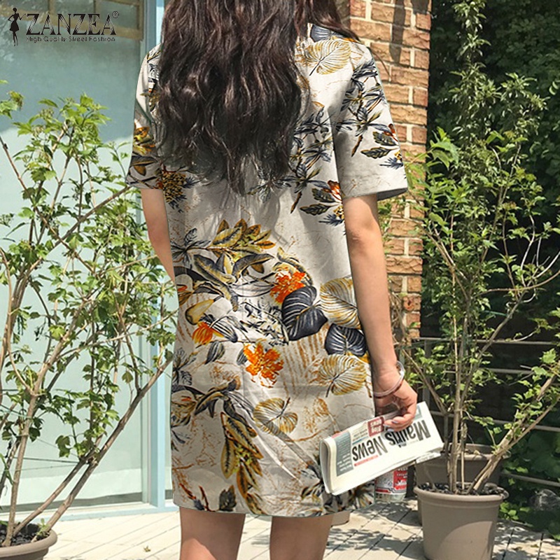 Đầm tay ngắn Zanzea có túi dáng rộng thời trang dành cho nữ