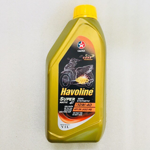 NHỚT HAVOLINE SUPER MATIC 4T SAE  SEMI-SENTHETIC 10w40 1L - XE TAY GA(chai vàng nắp vàng)