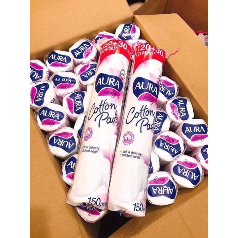 Combo 3 Bông tẩy trang Aura 150 miếng