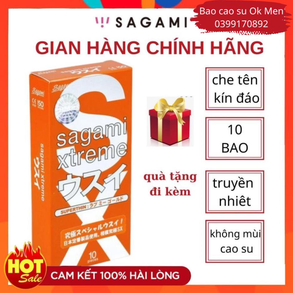 Bao Cao Su Sagami Xtreme Love Me Orange, bcs siêu mỏng, cao cấp Nhật Bản hộp 10BCS