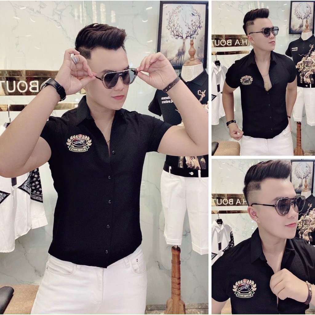 Áo sơ mi nam ngắn tay 🎯vải lụa kate mịn cực chất .trangmon68