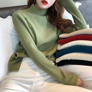 ✇▨Áo Len Nữ cổ cao lọ đẹp form rộng Hàn Quốc 3 phân 7 Dệt Kim Dài Tay Ulzzang Dày Dặn Xiaozhainv vn _ K3C3