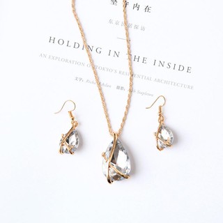 Bộ trang sức cao cấp bông tai, dây chuyền nữ tinh thể đá quý tinh tế- 0232