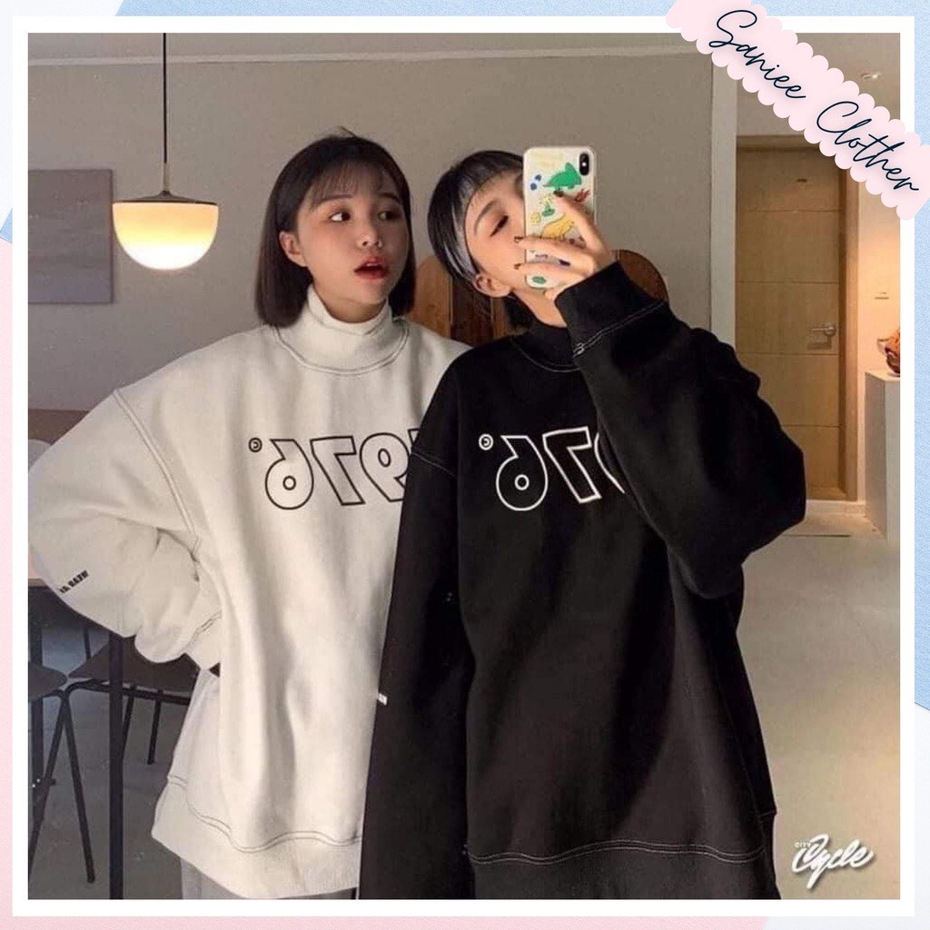 Áo nỉ sweater đôi nam nữ áo hoodie nỉ áo nỉ nam nữ unisex 1976 form rộng style hàn quốc Saniee Clother