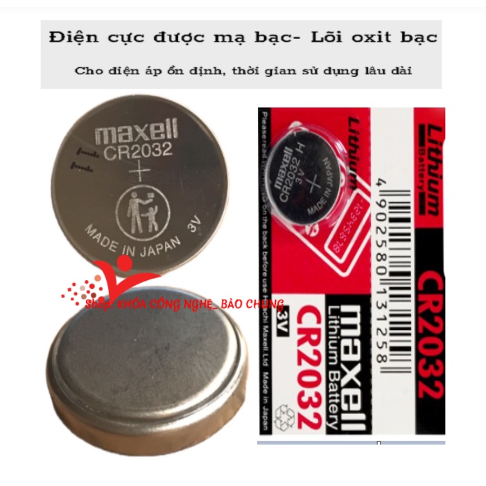Pin 3v 2032 maxell thay thế cho các thiết bị điện tử, remote chìa khóa xe máy, điều khiển ô tô, cửa cuốn,cân điện tử...