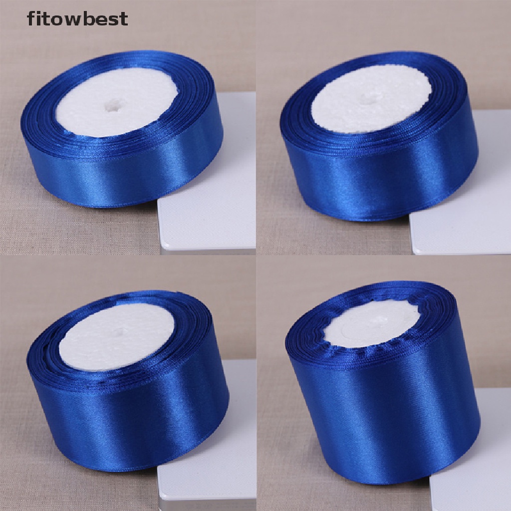 Fbvn Royal Blue 25 Yards Silk Satin Ribbon Wedding Party Decoration Gift Wrapping Christmas New Year Apparel Sewing Fabric DIY Jelly