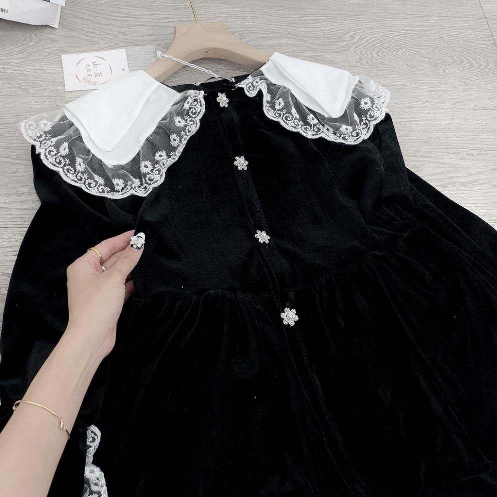 [ 𝐅𝐑𝐄𝐄 𝐒𝐇𝐈𝐏 ]  SÉT NHUNG CỔ BÈO VIỀN REN TIỂU THƯ