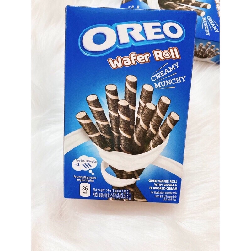 BÁNH QUẾ OREO WAFER ROLL HỘP 54G (3 GÓI x 18G) 2 VỊ