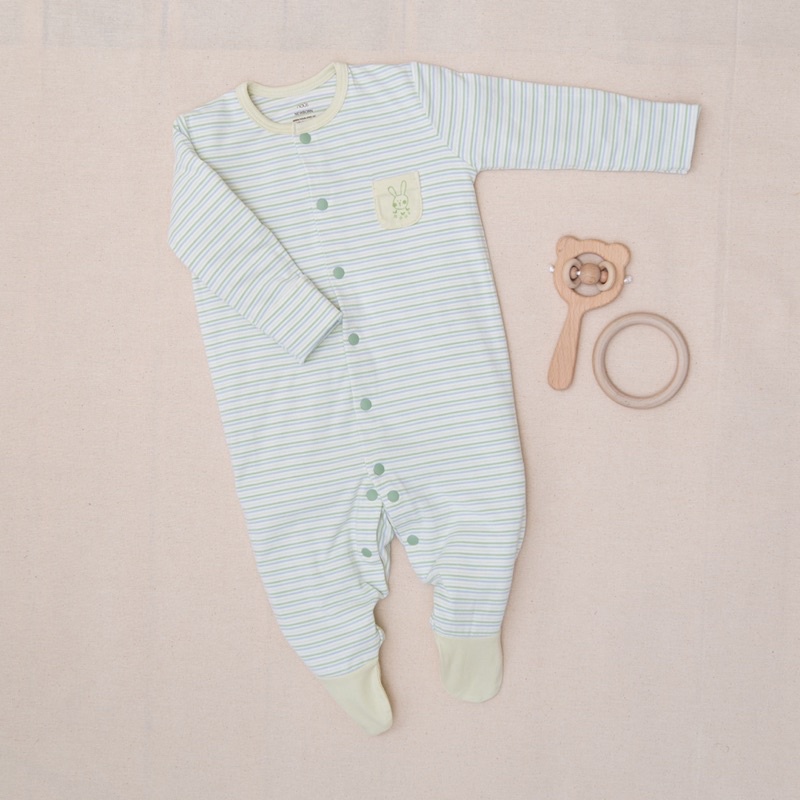 Bộ body sơ sinh có tất chân nous boDysuit kẻ hồng newborn