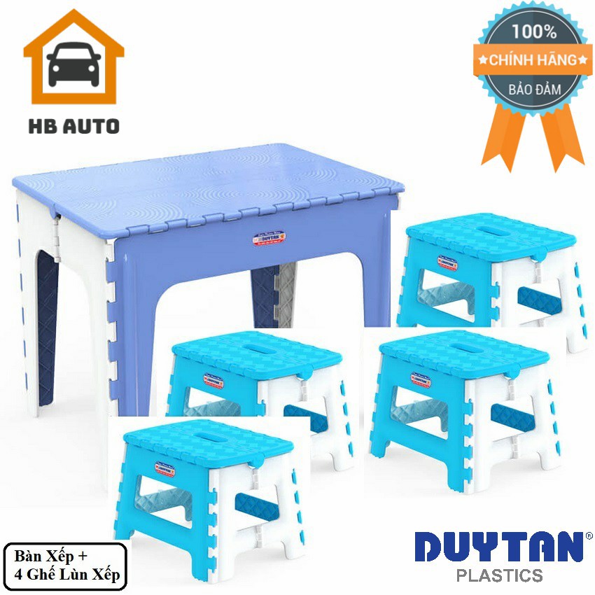 Lô Bàn Xếp Đa Năng Duy Tân 65 x 45 x 50 cm và Bốn Ghế Lùn Xếp Nhỏ Gọn Duy Tân 29.6 x 24 x 21.4 cm