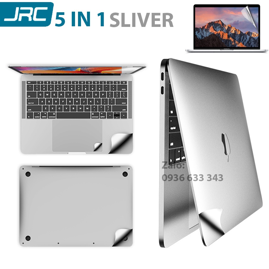 Bộ Dán Full Body 5 In 1 Macbook JRC (Tặng Lót phím + Nút bịt bụi)