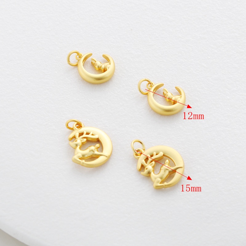 Mặt Dây Chuyền Bằng Đồng Mạ Vàng 18k Hình Thỏ Mặt Trăng Hươu Hươu Mặt Trăng 15mm Tự Làm Trang Sức