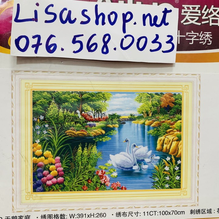 Tranh thêu PHONG CẢNH ĐỒNG QUÊ 100x70cm chưa thêu 30252