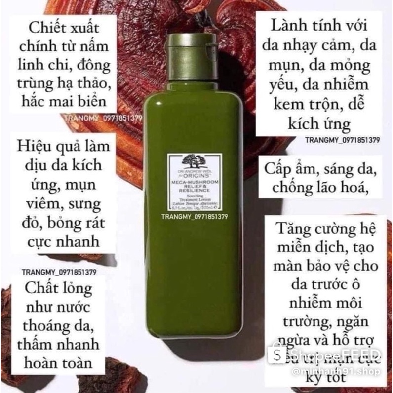 Toner nấm Origins Mega-Mushroom Skin Relief Smoothing Treatment Lotion