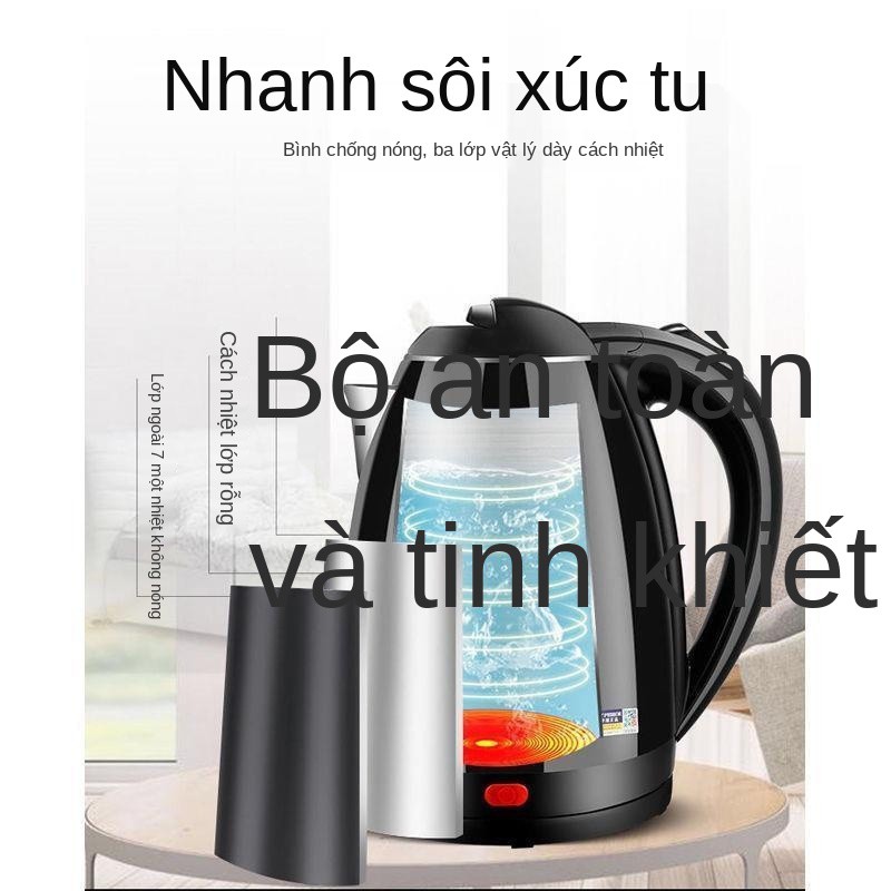 > ấm bán cầu giữ nhiệt điện gia dụng không gỉ bình đun nước nóng bằng thép mini nhỏ tự động ngắt <