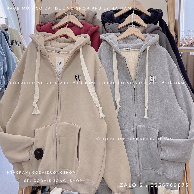 áo khoác nỉ KH dây to lót lông kéo khoá | BigBuy360 - bigbuy360.vn