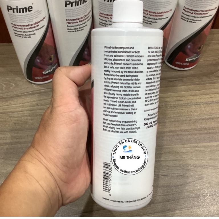 Seachem Prime : Dung dịch khử Clo, Cloramin; NH3, NO2, NO3 cho nước bể cá.