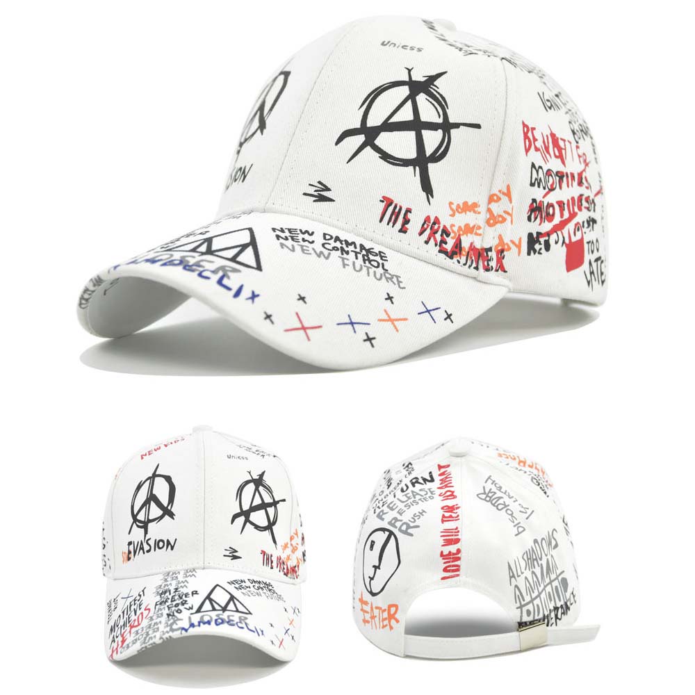 Mũ lưỡi trai cotton in họa tiết graffiti phong cách hip hop thời trang cho nam và nữ