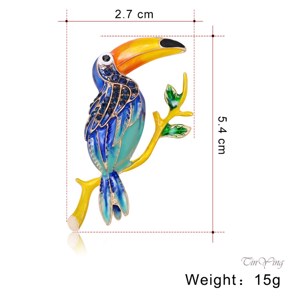 GETNOIVAS Ghim Cài Áo Hình Chim Vẹt Bằng Hợp Kim Đính Đá 5.40 * 2.70 * 1.00