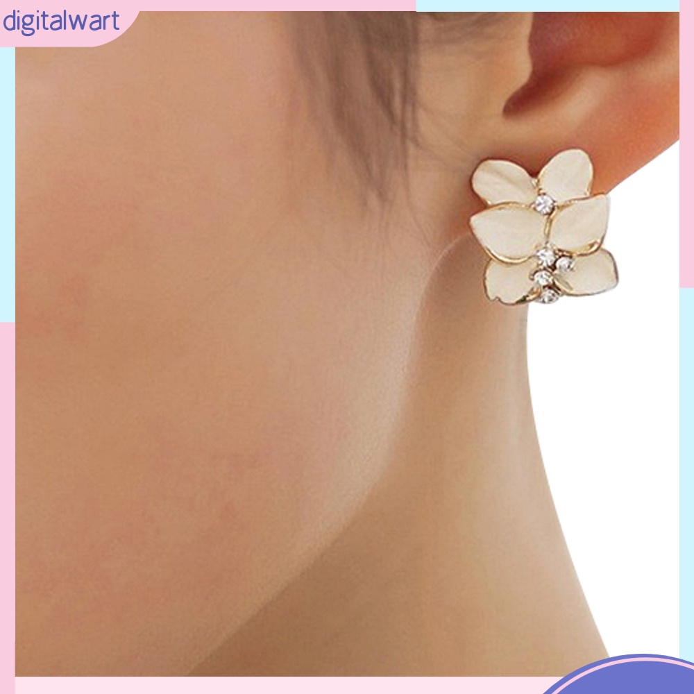 Khuyên Tai Hình Bông Hoa Đính Đá Phong Cách Thanh Lịch Dành Cho Nữ