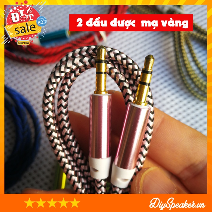 Dây cáp âm thanh, dây aux audio  2 đầu mạ vàng, bọc dù chống đứt