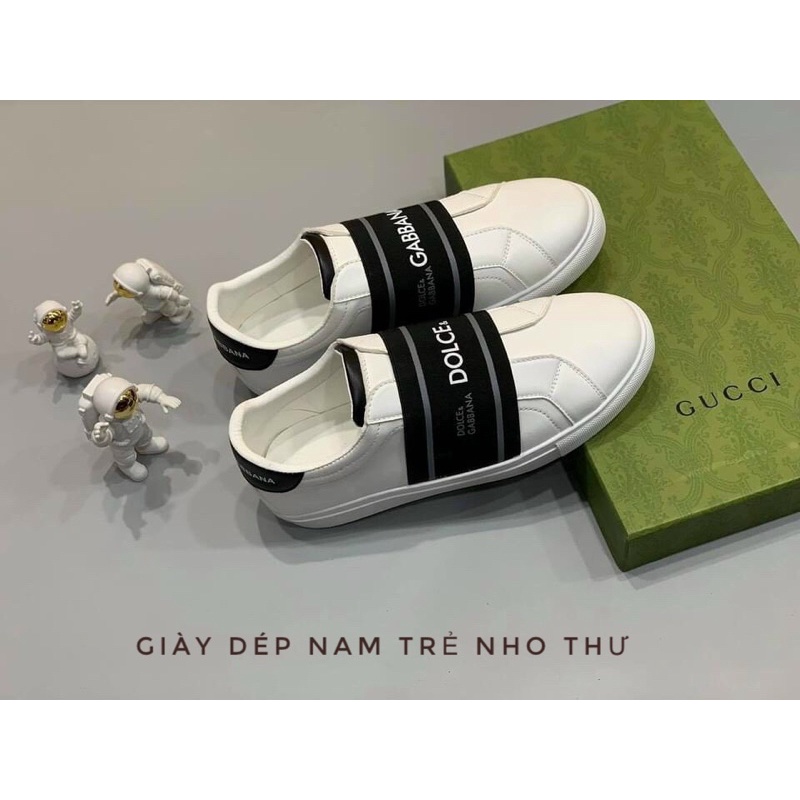 Giày lười slipon dolce quai chun siêu cấp . Giày thể thao nam trắng kèm hộp