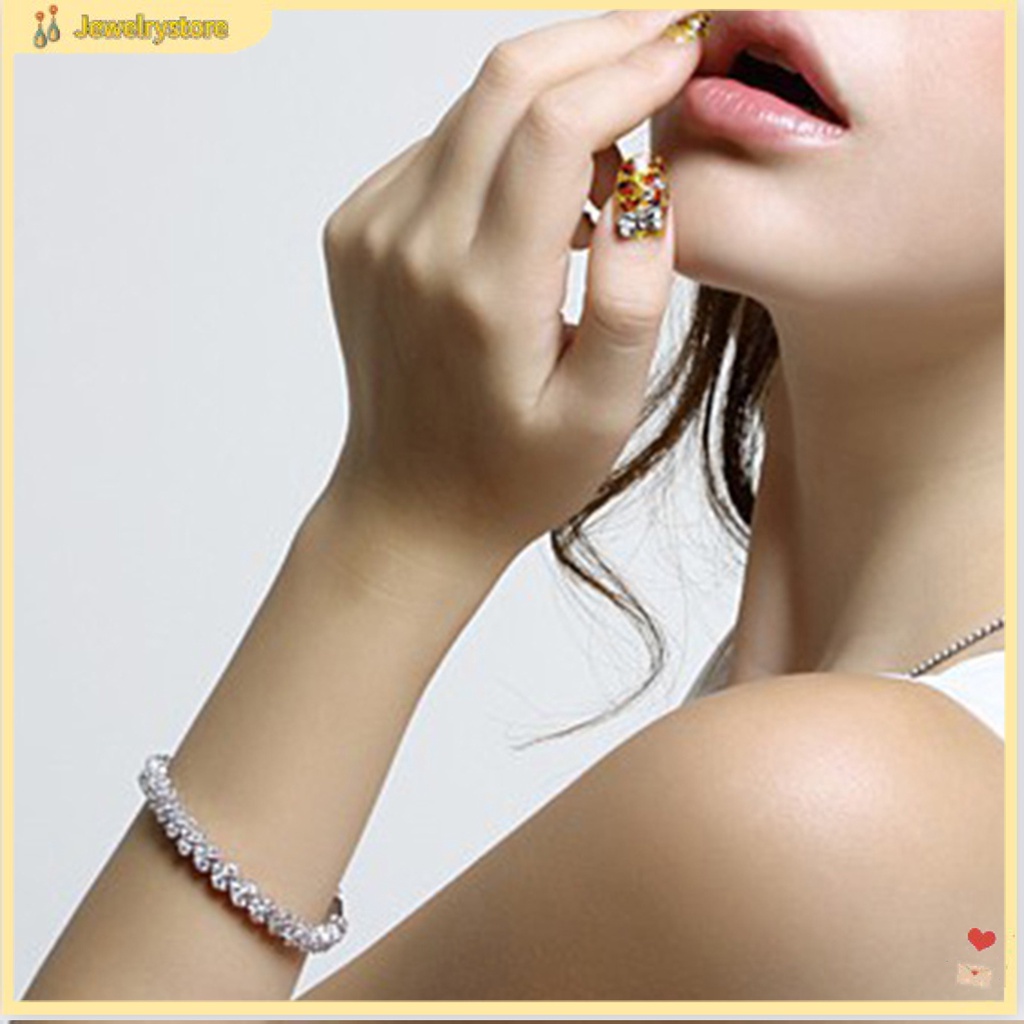 Vòng đeo tay đính đá zircon kiểu khối sang trọng thời trang dành cho nữ